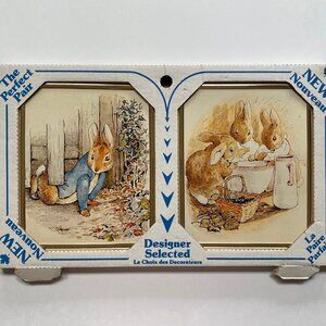 1988 Beatrix Potter Peter Rabbit Framed Litho art Pair Can-am Canada Vintage